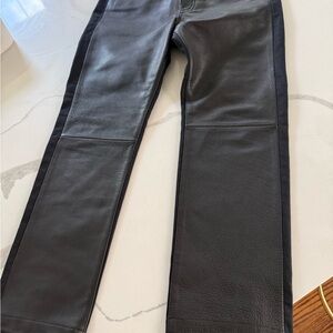 Black Leather Paneled Pants